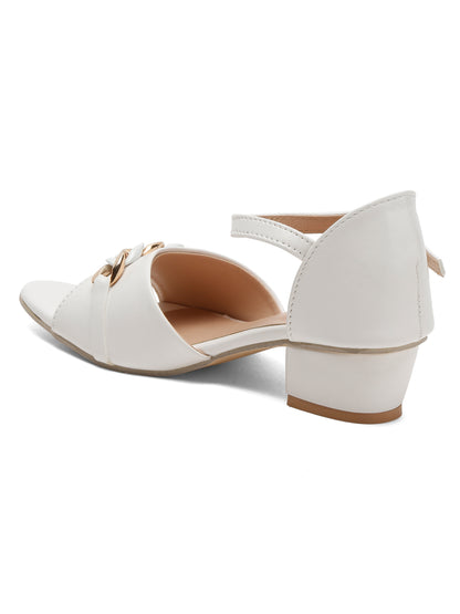 Tiny Bugs Bow Applique Open Toe Party Wear Sandals - White
