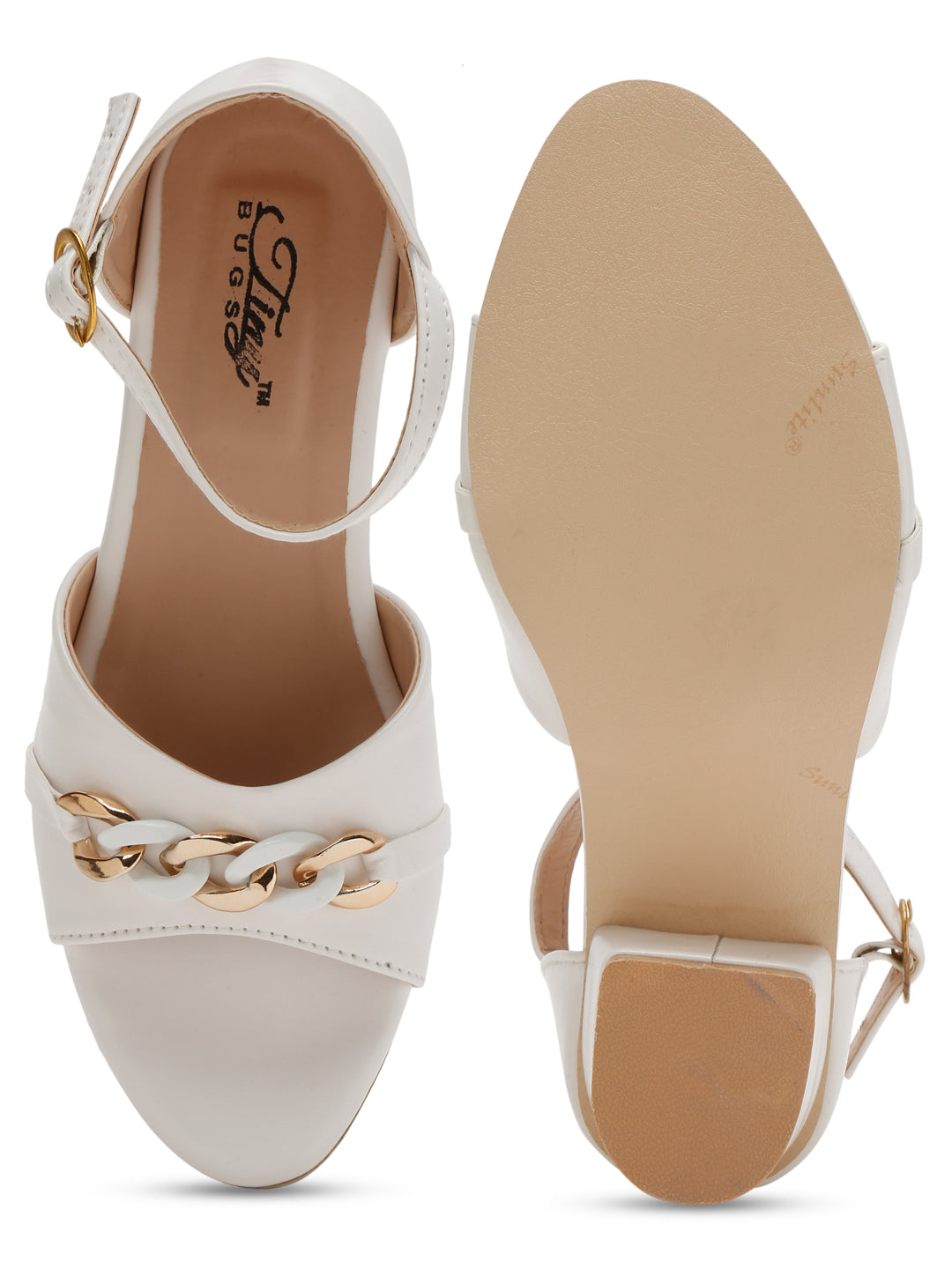 Tiny Bugs Bow Applique Open Toe Party Wear Sandals - White
