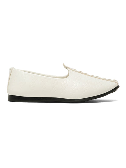 Tiny Bugs Boys Ethnic Wear Mojaris - White