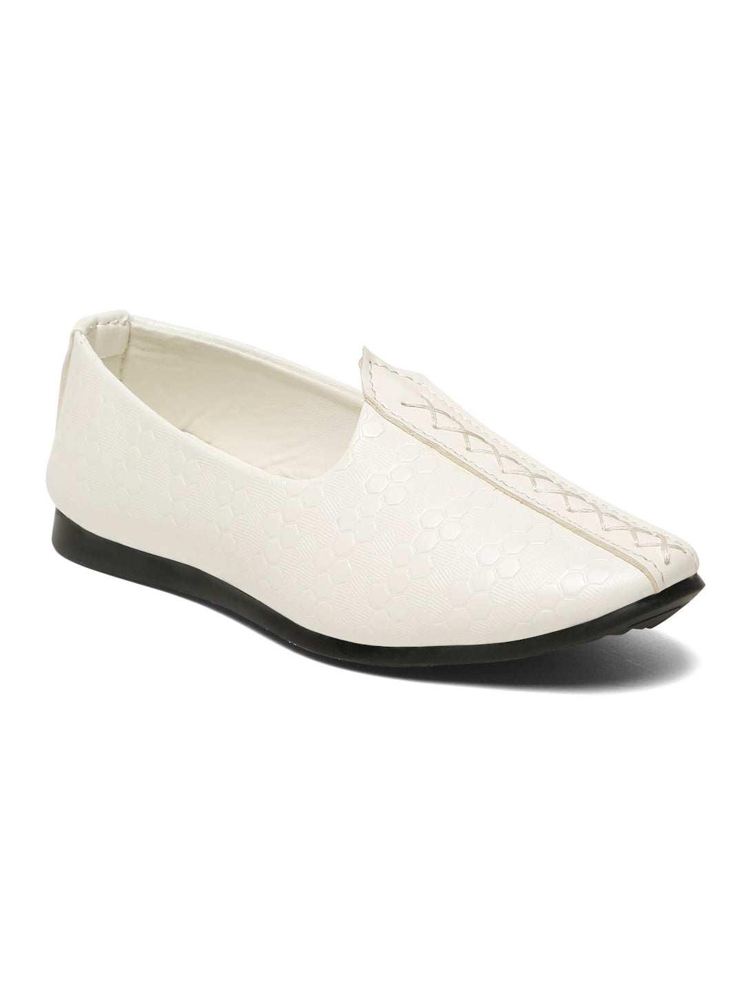 Tiny Bugs Boys Ethnic Wear Mojaris - White