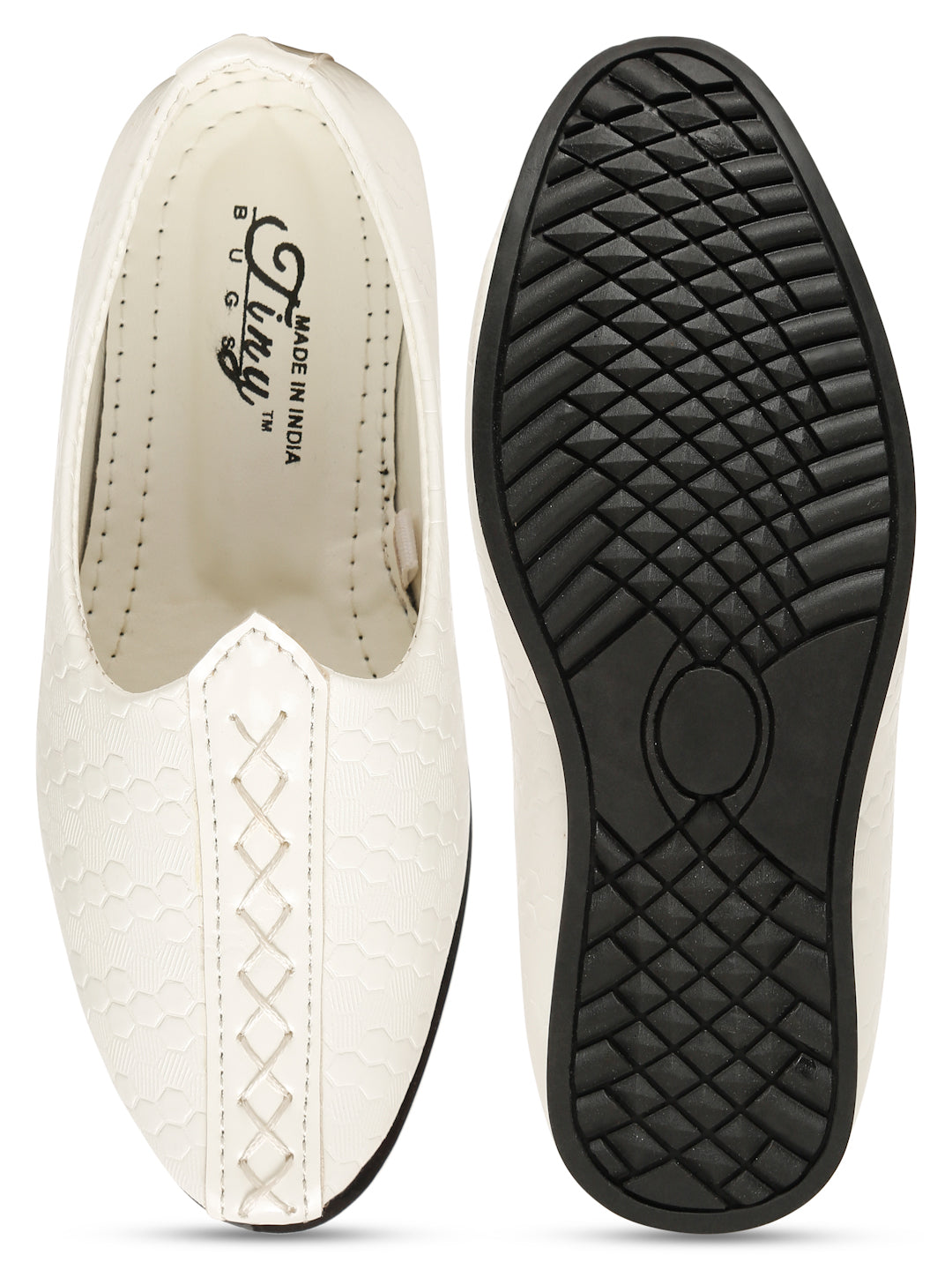 Tiny Bugs Boys Ethnic Wear Mojaris - White