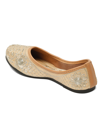 Tiny Bugs Girls Ethnic Embroidery Jutis - Gold