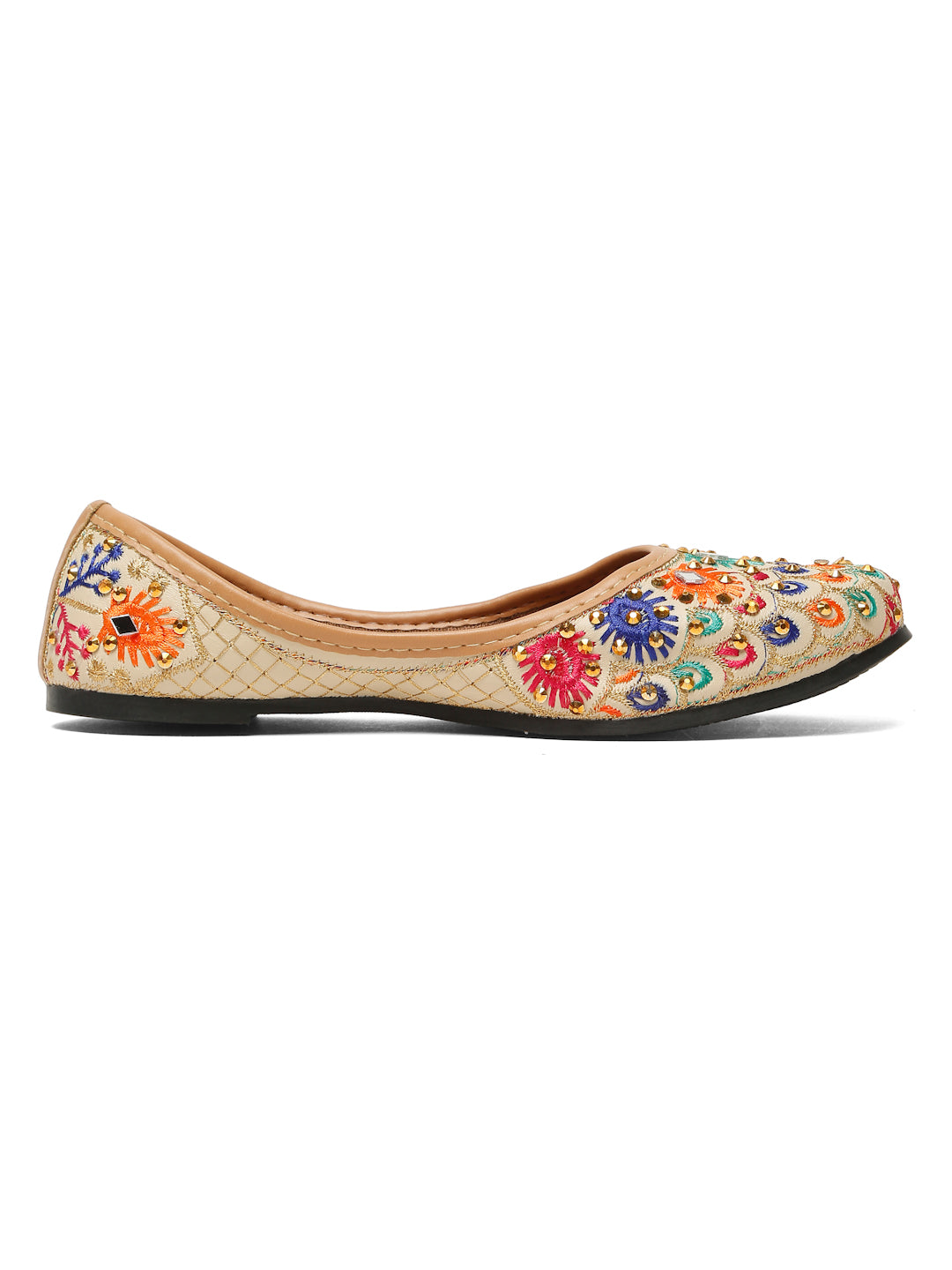 Tiny Bugs Girls Ethnic Embroidery Jutis - Multi