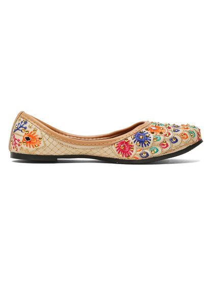 Tiny Bugs Girls Ethnic Embroidery Jutis - Multi
