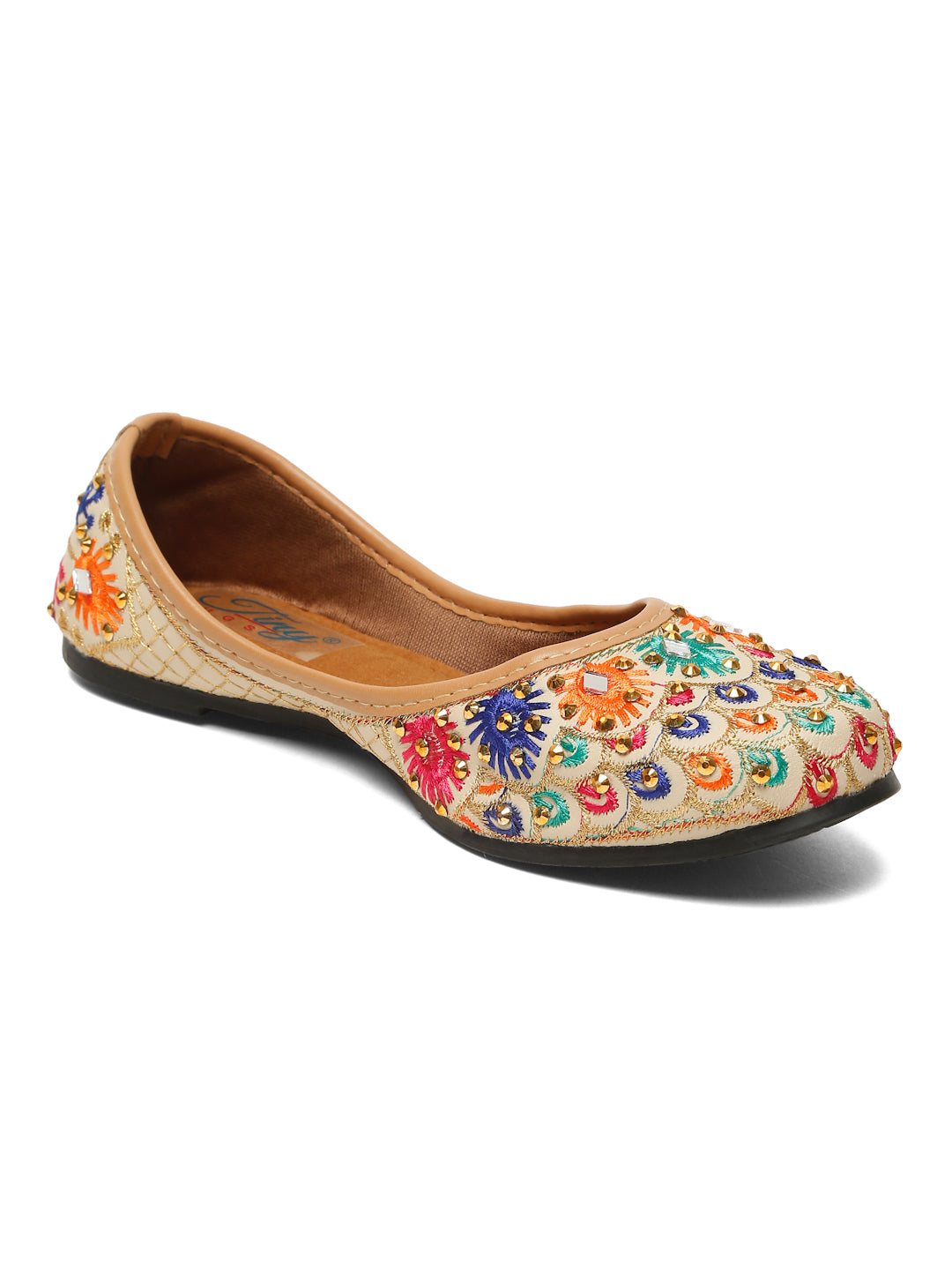 Tiny Bugs Girls Ethnic Embroidery Jutis - Multi