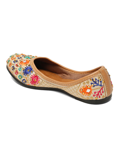 Tiny Bugs Girls Ethnic Embroidery Jutis - Multi