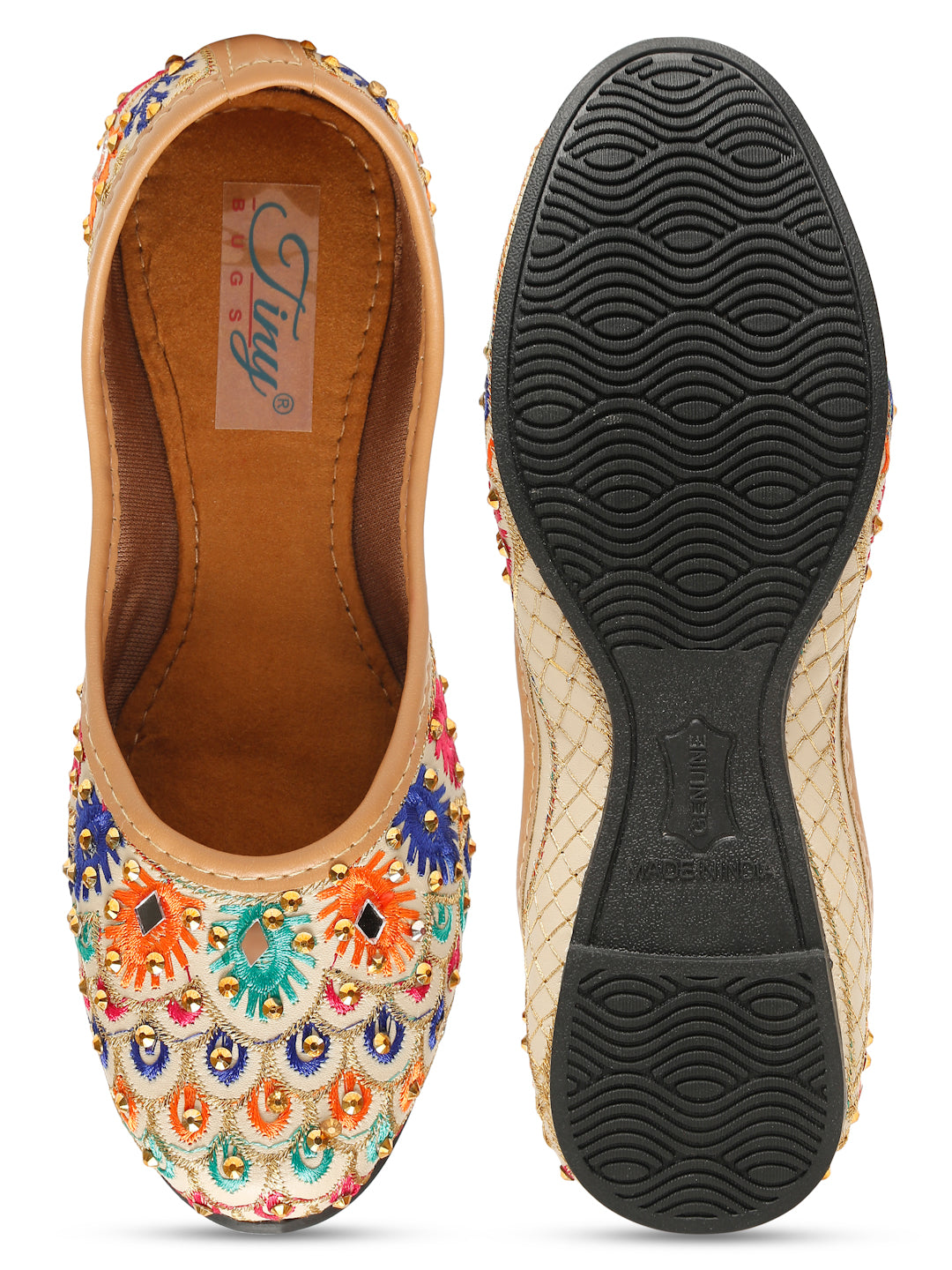 Tiny Bugs Girls Ethnic Embroidery Jutis - Multi