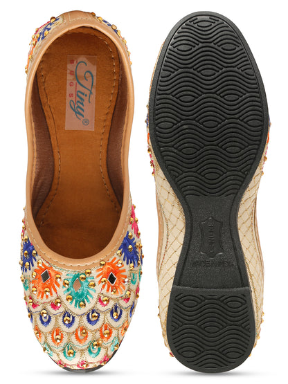 Tiny Bugs Girls Ethnic Embroidery Jutis - Multi