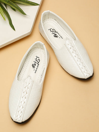 Tiny Bugs Boys Ethnic Wear Mojaris - White