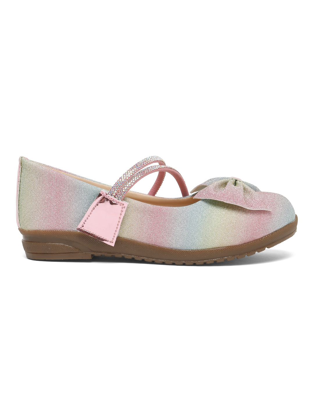 Tiny Bugs Girls Party Wear Embellished Ballerinas- Multi