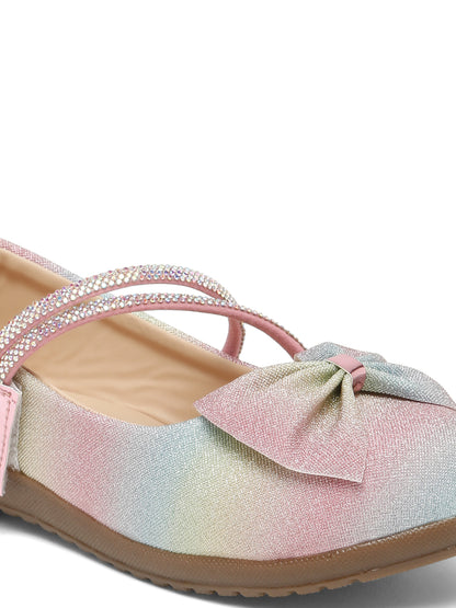 Tiny Bugs Girls Party Wear Embellished Ballerinas- Multi