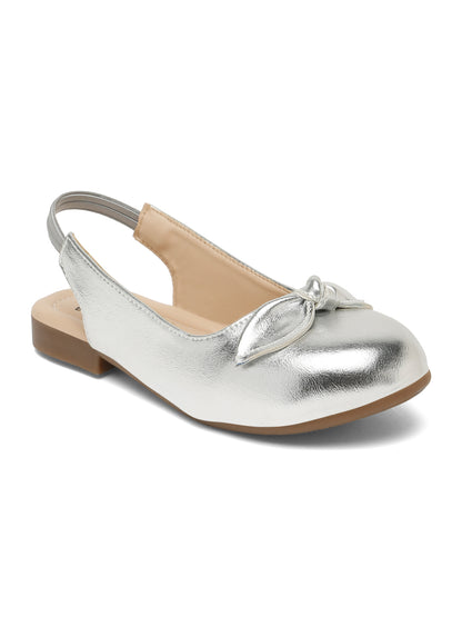 Tint Bugs Girls Back Open Embellished Ballerinas - Sliver