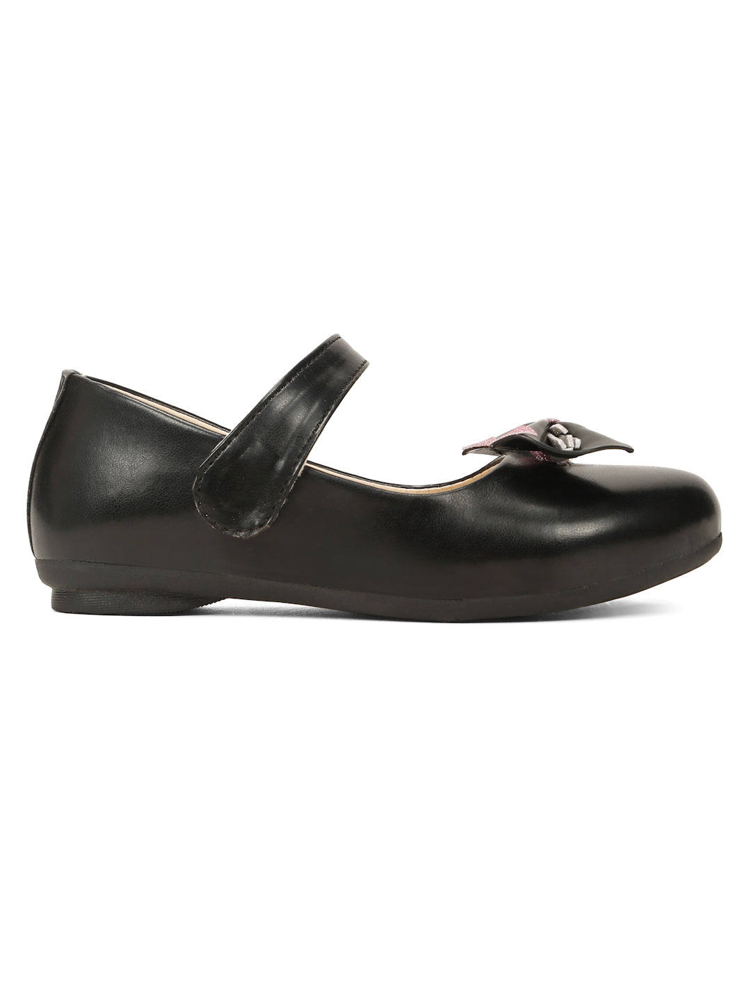 Tiny Bugs Girls Party Wear Embellished Ballerinas - Black
