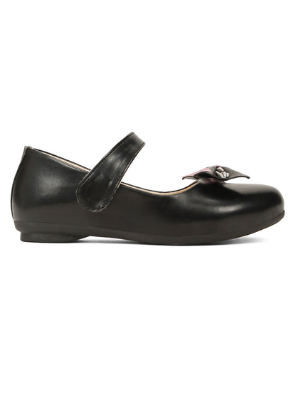 Tiny Bugs Girls Party Wear Embellished Ballerinas - Black