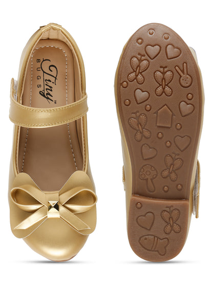 Tint Bugs Girls Party Wear Embellished Ballerinas - Gold