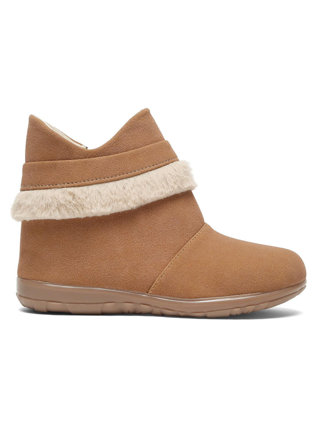 Tiny Bugs Girls Party Wear Fur Boots - Peach