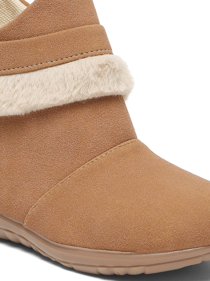 Tiny Bugs Girls Party Wear Fur Boots - Peach