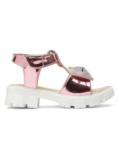 Tiny Bugs Girls' Stylish Mettalic Pink Sandals