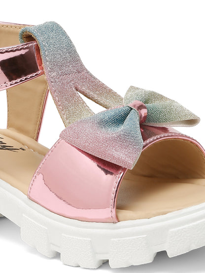 Tiny Bugs Girls' Stylish Mettalic Pink Sandals