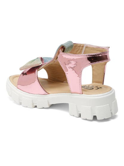 Tiny Bugs Girls' Stylish Mettalic Pink Sandals