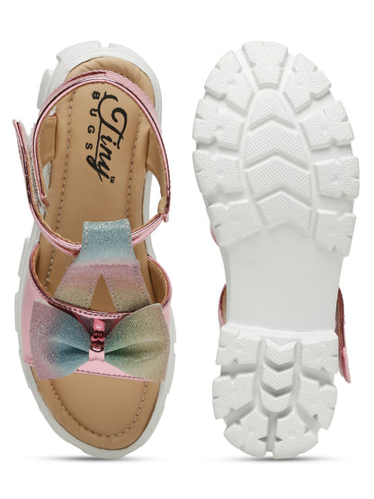 Tiny Bugs Girls' Stylish Mettalic Pink Sandals