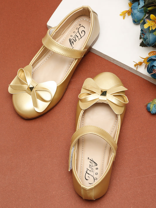 Tint Bugs Girls Party Wear Embellished Ballerinas - Gold
