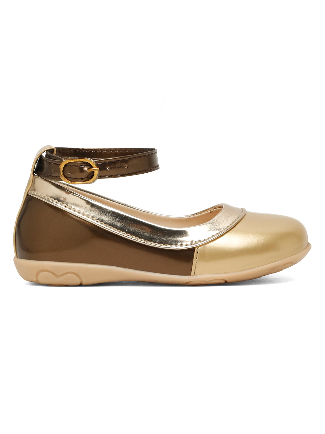 Tiny Bugs Girls Party Wear Ballerians- Gold