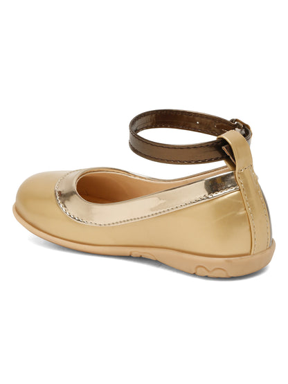 Tiny Bugs Girls Party Wear Ballerians- Gold
