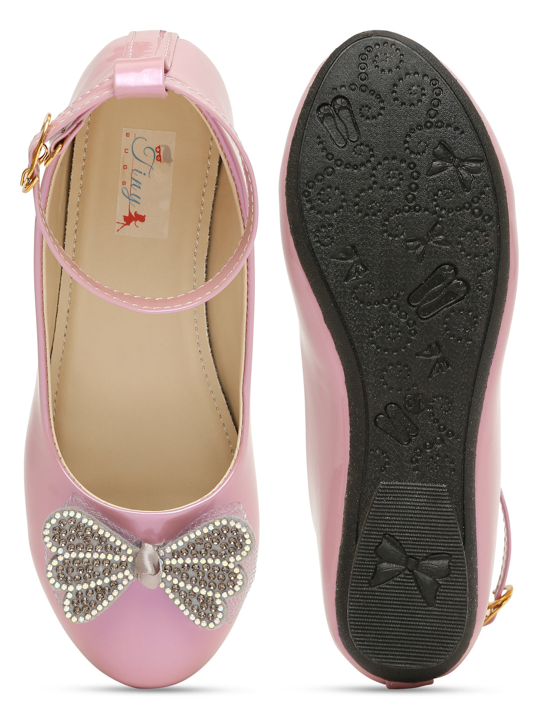 Tiny Bugs Girls Embellished Ballerinas - Purple