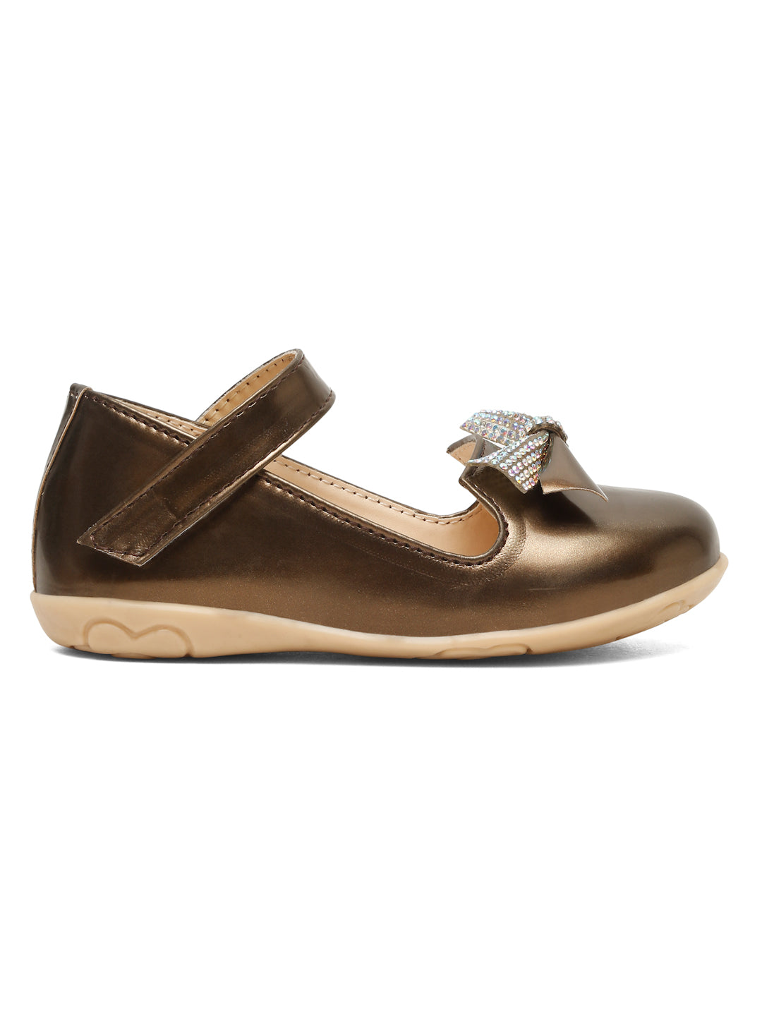 Tiny Bugs Girls Tie Embellished Ballerinas - Dark Brown