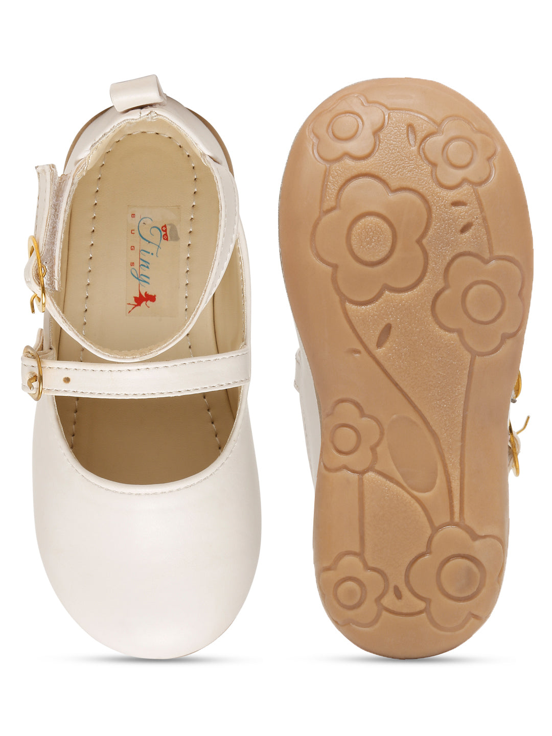 Tiny Bugs Double Strap Ballerinas - White