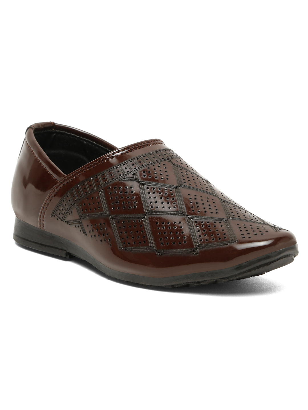 Tiny Bugs Boys Ethnic Wear Mojaris - Brown