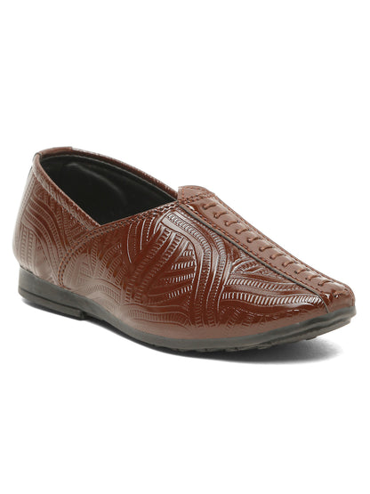Tiny Bugs Boys Ethnic Wear Mojaris - Tan