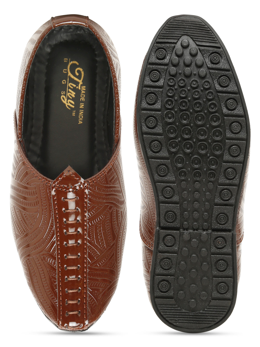 Tiny Bugs Boys Ethnic Wear Mojaris - Tan