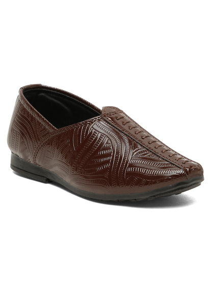 Tiny Bugs Boys Ethnic Wear Mojaris - Brown
