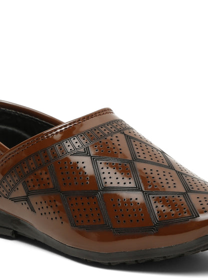 Tiny Bugs Boys Ethnic Wear Mojaris - Tan