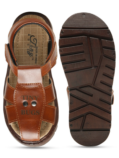 Tiny Bugs Boys Casual Velcro Sandals - Tan