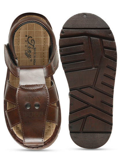 Tiny Bugs Boys Casual Velcro Sandals - Brown