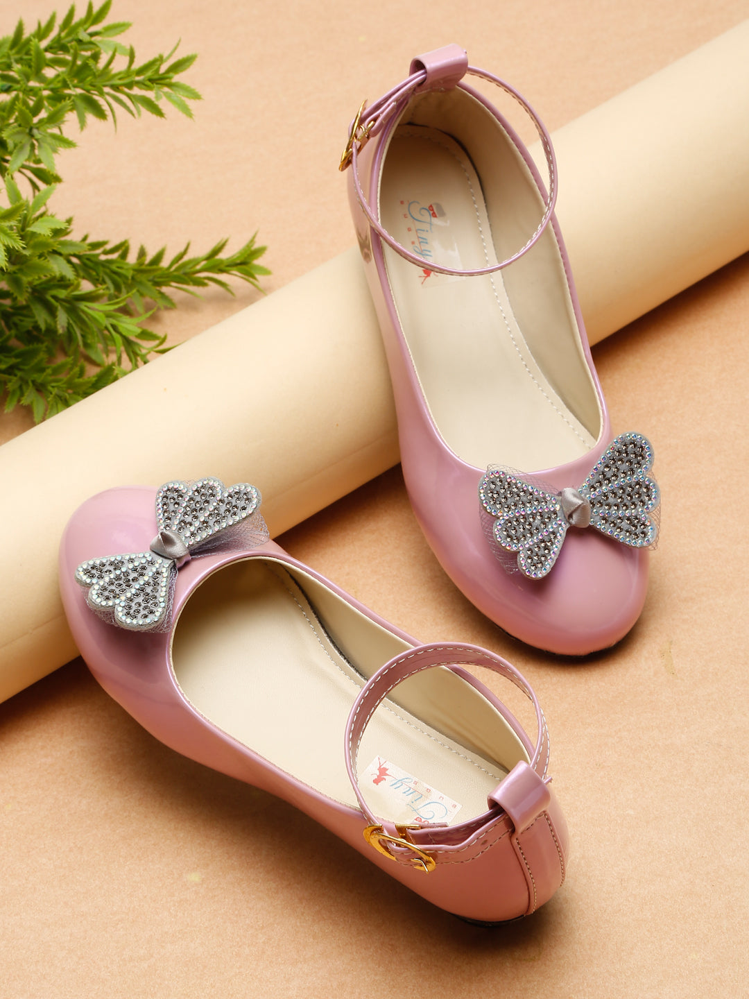 Tiny Bugs Girls Embellished Ballerinas - Purple