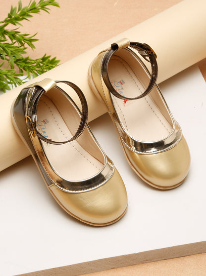Tiny Bugs Girls Party Wear Ballerians- Gold