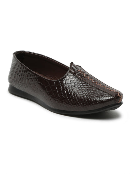 Tiny Bugs Boys Ethnic Wear Mojaris - Brown