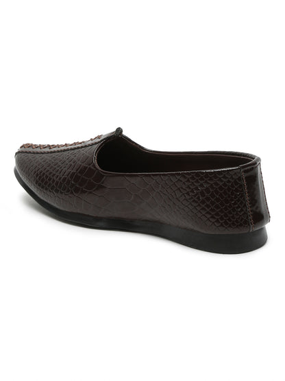 Tiny Bugs Boys Ethnic Wear Mojaris - Brown