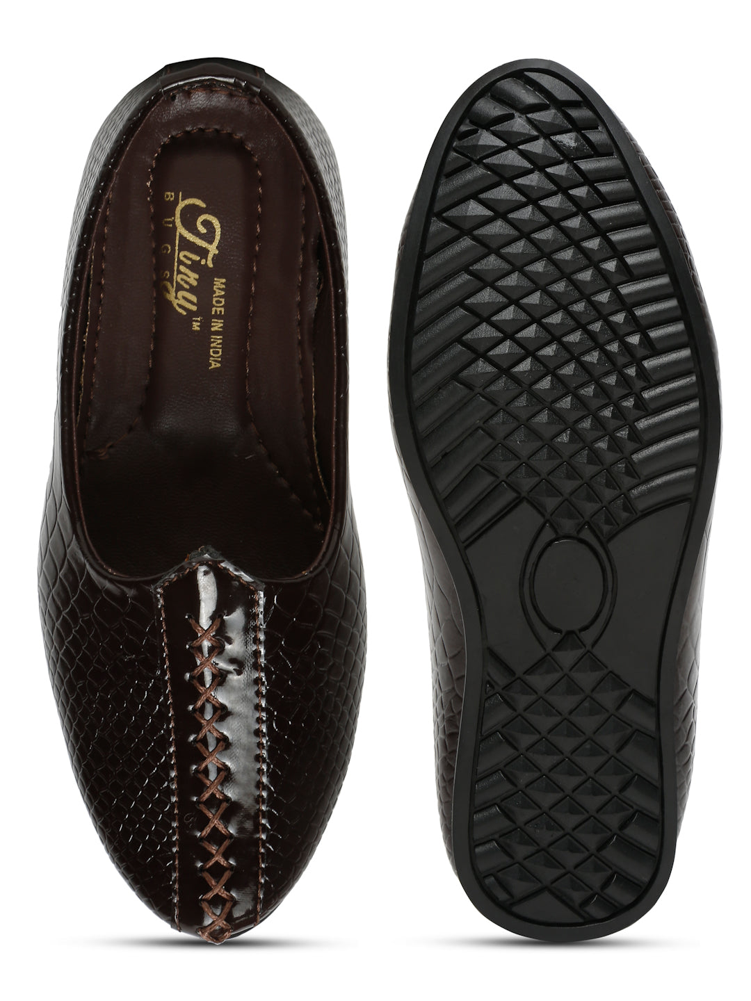 Tiny Bugs Boys Ethnic Wear Mojaris - Brown