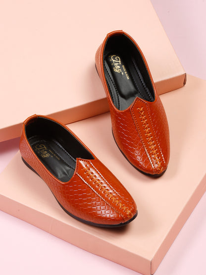 Tiny Bugs Boys Ethnic Mojaris- Tan