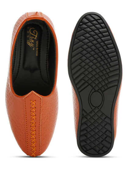 Tiny Bugs Boys Ethnic Mojaris- Tan