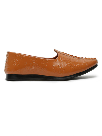Tiny Bugs Boys Ethnic Wear Mojaris - Tan