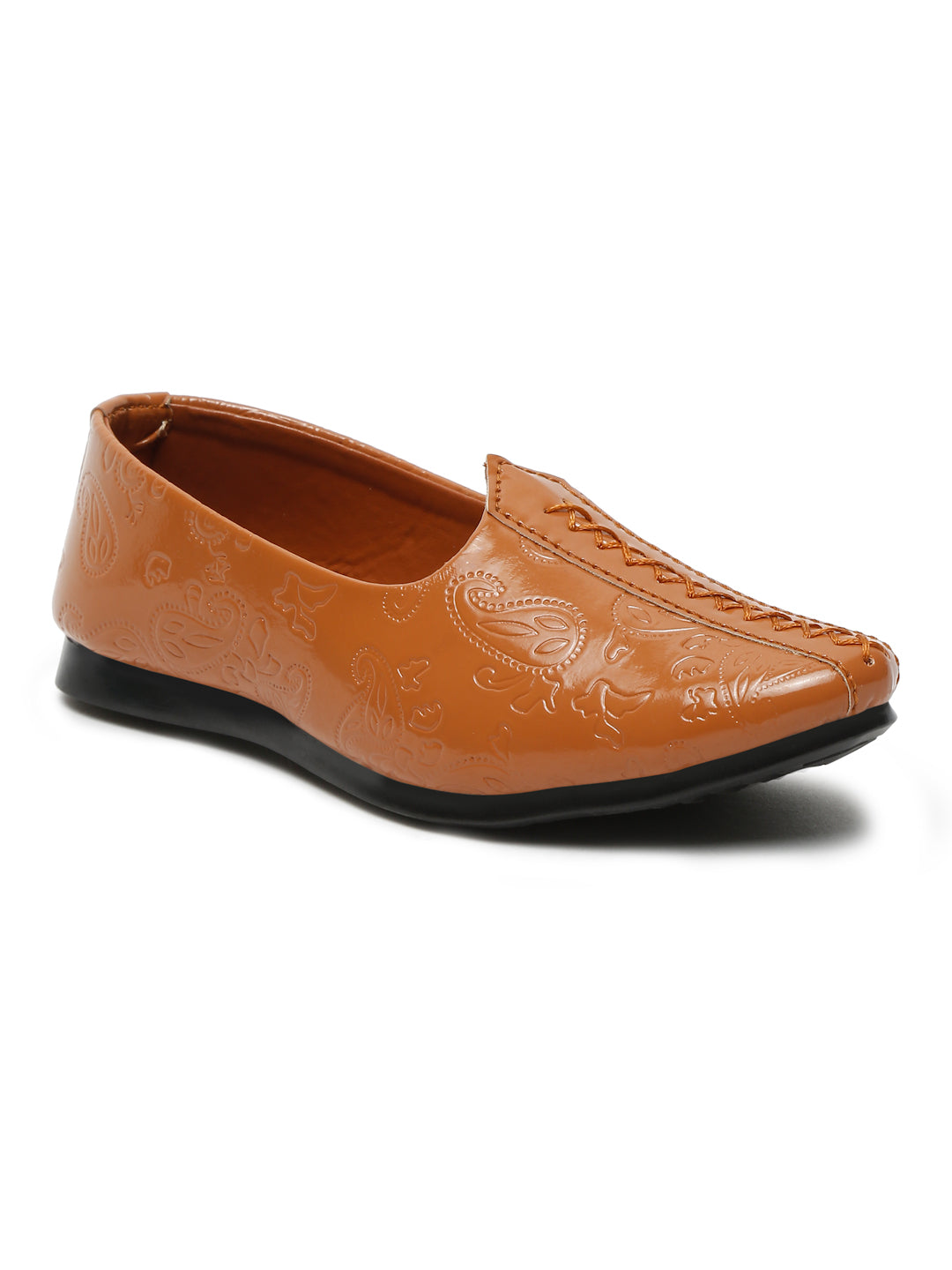 Tiny Bugs Boys Ethnic Wear Mojaris - Tan
