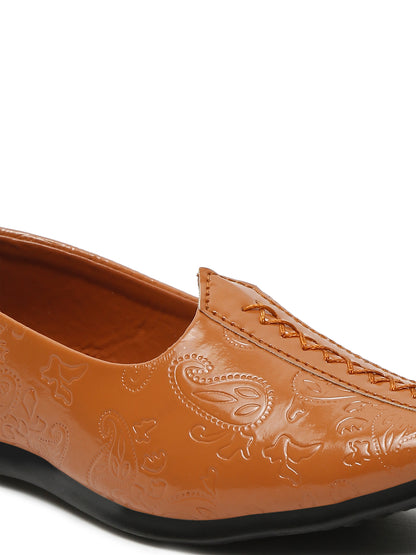 Tiny Bugs Boys Ethnic Wear Mojaris - Tan
