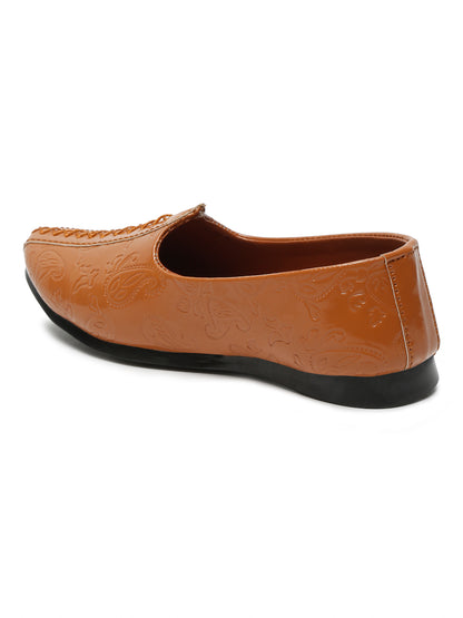 Tiny Bugs Boys Ethnic Wear Mojaris - Tan