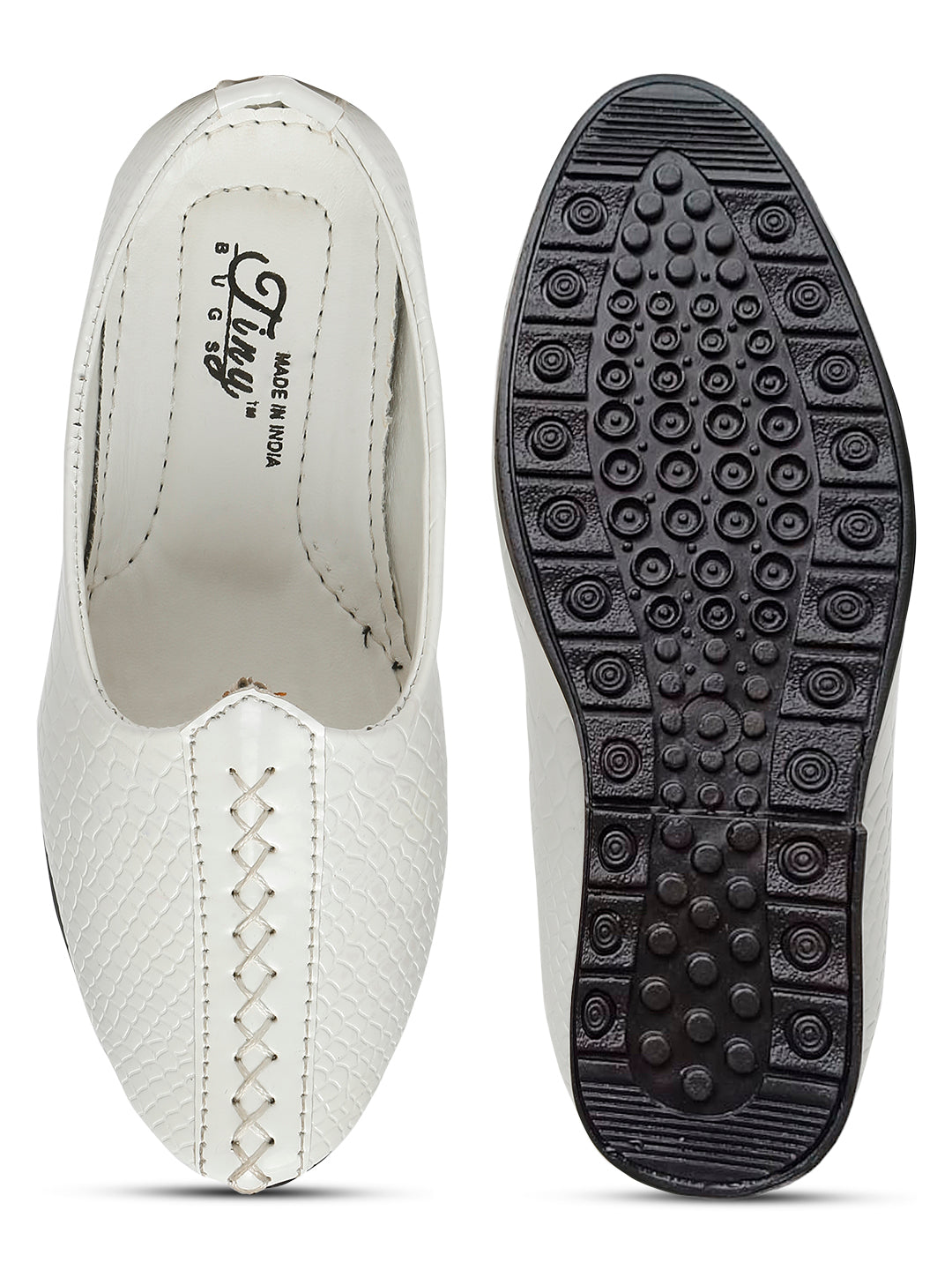 Tiny Bugs Boys Ethnic Wear Mojaris - White